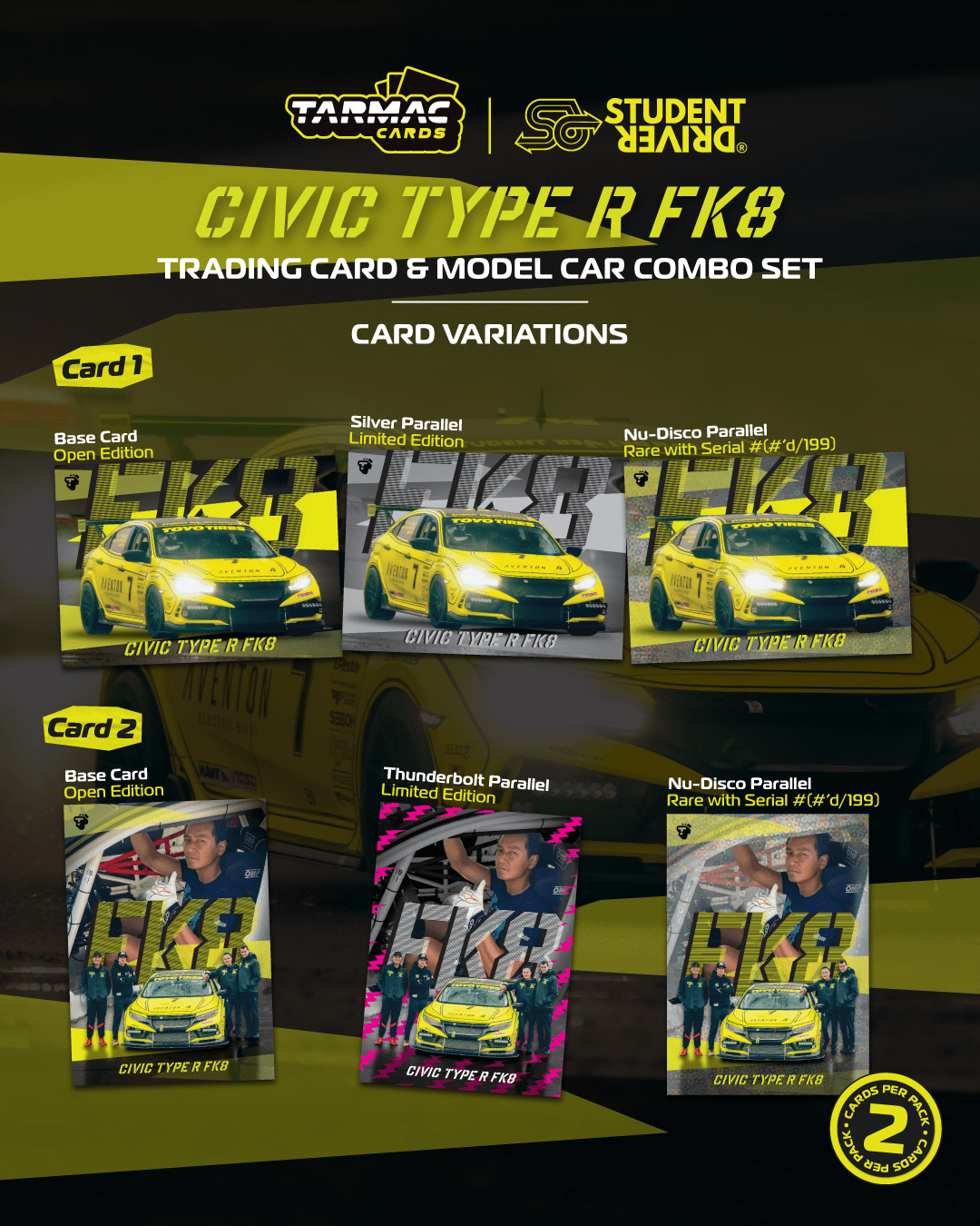 PRE-ORDER Tarmac Works 1:64 Honda Civic TYPE R FK8, NASA Western Endurance Racing Championship 2022 w/ Trading Cards