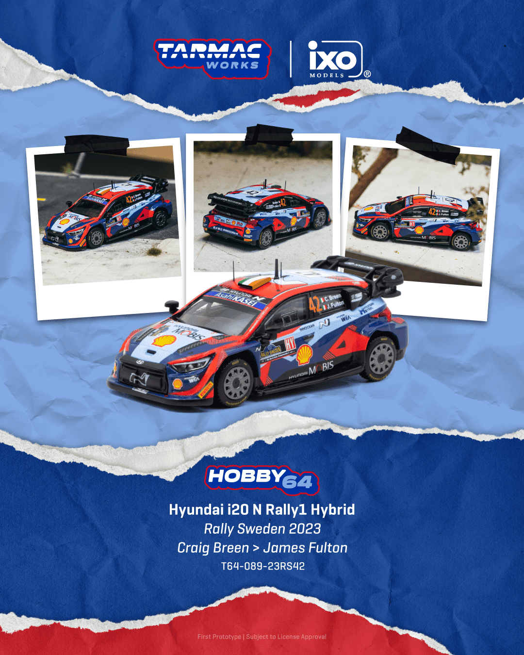 PRE-ORDER Tarmac Works 1:64 Hyundai i20 N Rally1 Hybrid, Rally Sweden 2023