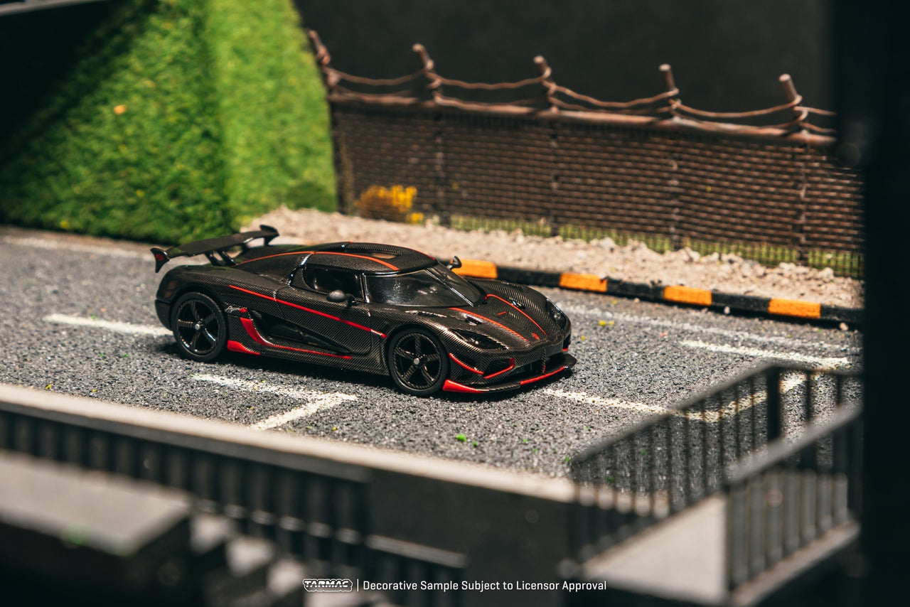 PRE-ORDER Tarmac Works 1:64 Koenigsegg Agera RS, Black Carbon Fiber / Red Accents