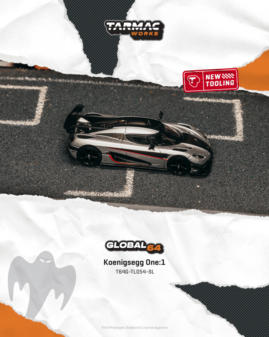 PRE-ORDER Tarmac Works 1:64 Koenigsegg One:1, Silver