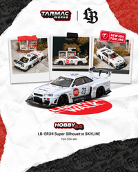 Thumbnail for PRE-ORDER Tarmac Works 1:64 LB-ER34 Super Silhouette SKYLINE, White * NEW TOOLING*