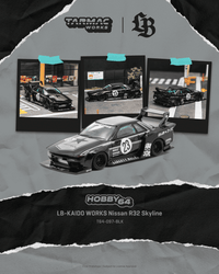 Thumbnail for PRE-ORDER Tarmac Works 1:64 LB-KAIDO WORKS Nissan R32 Skyline, Black