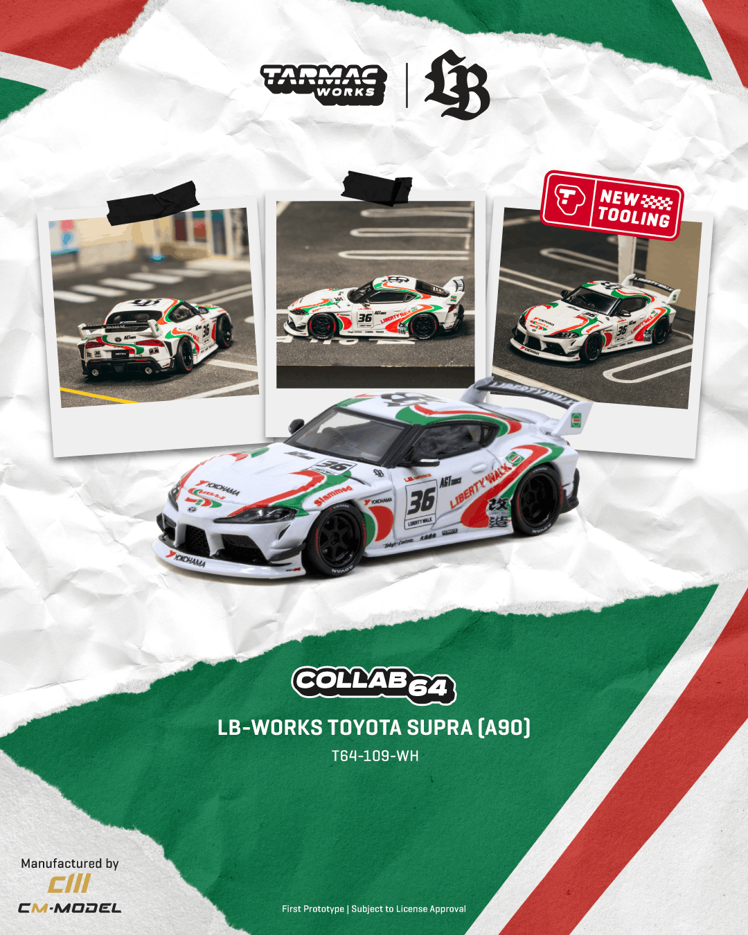 PRE-ORDER Tarmac Works 1:64 LB-WORKS TOYOTA SUPRA A90 , White