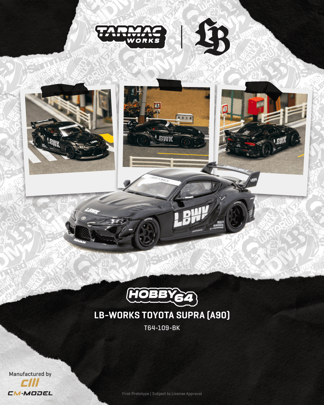 PRE-ORDER Tarmac Works 1:64 LB-WORKS TOYOTA SUPRA A90 , Black