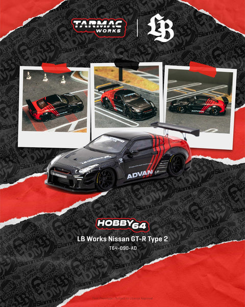 Tarmac Works 1:64 LB Works Nissan GT-R Type 2, Advan – Little