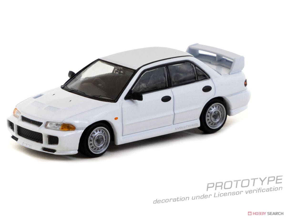 PRE-ORDER Tarmac Works 1:64 Lamley Group Mitsubishi Lancer RS Evolution III White