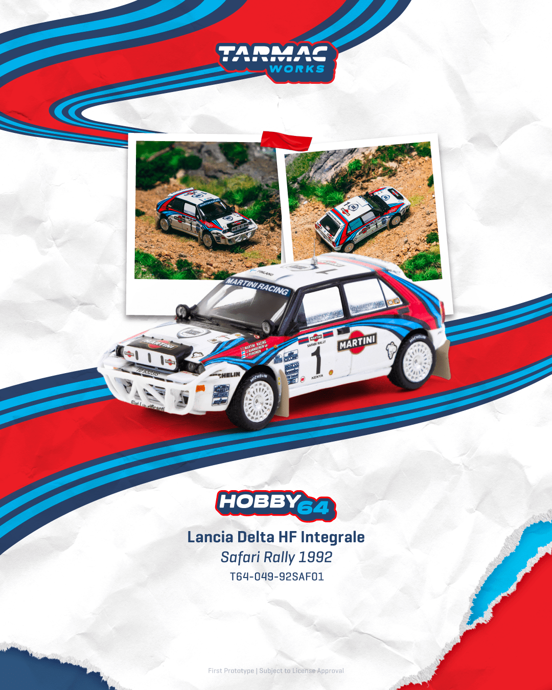 PRE-ORDER Tarmac Works 1:64 Lancia Delta HF Integrale, Safari Rally 1992