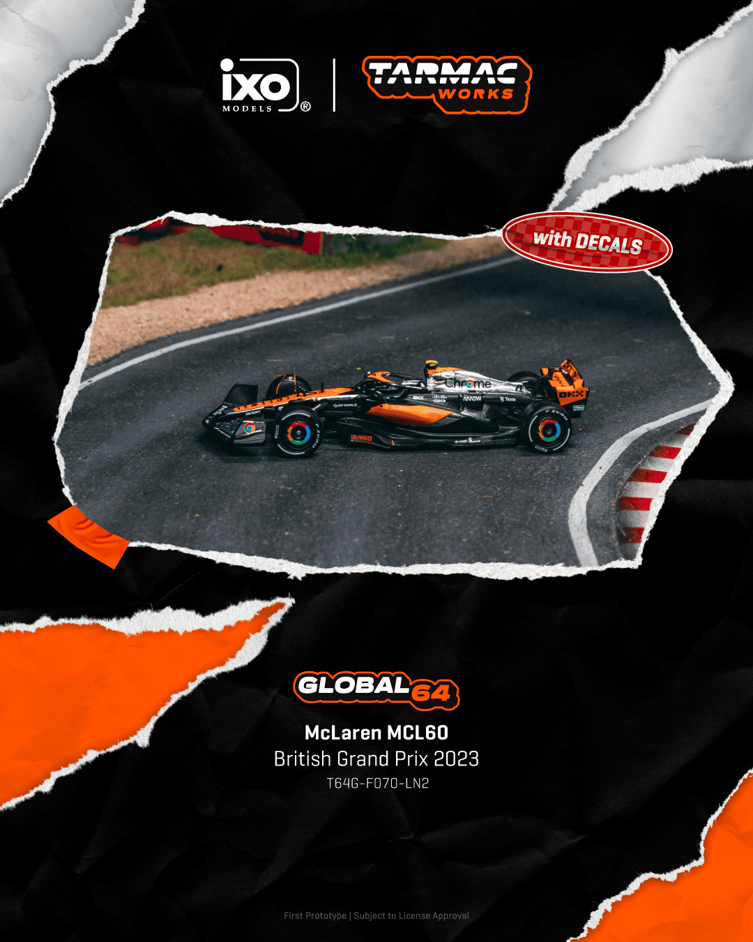 PRE-ORDER Tarmac Works 1:64 McLaren MCL60, British Grand Prix 2023, Lando Norris