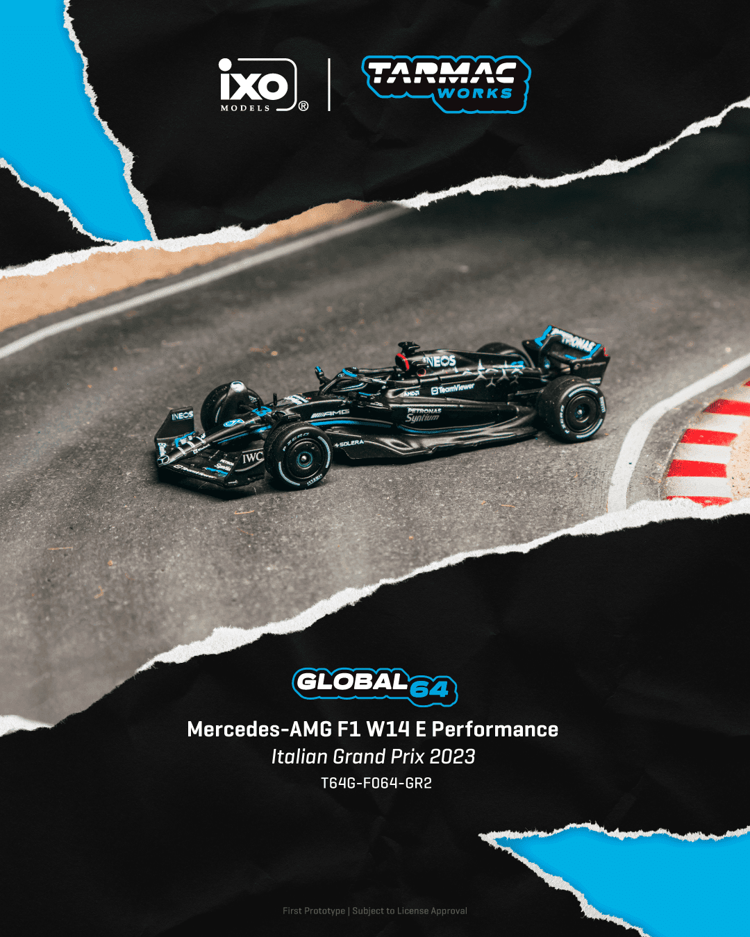 PRE-ORDER Tarmac Works 1:64 Mercedes-AMG F1 W14 E Performance, Italian Grand Prix 2023, George Russell