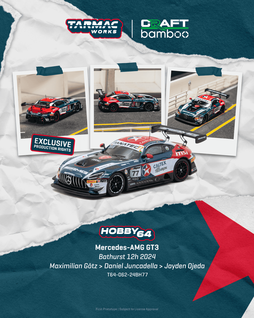 PRE-ORDER Tarmac Works 1:64 Mercedes-AMG GT3, Bathurst 12h 2024