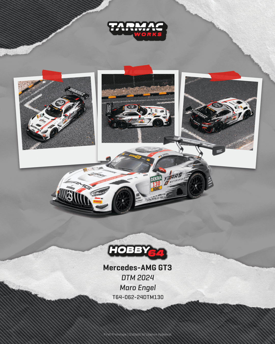 PRE-ORDER Tarmac Works 1:64 Mercedes-AMG GT3, DTM 2024