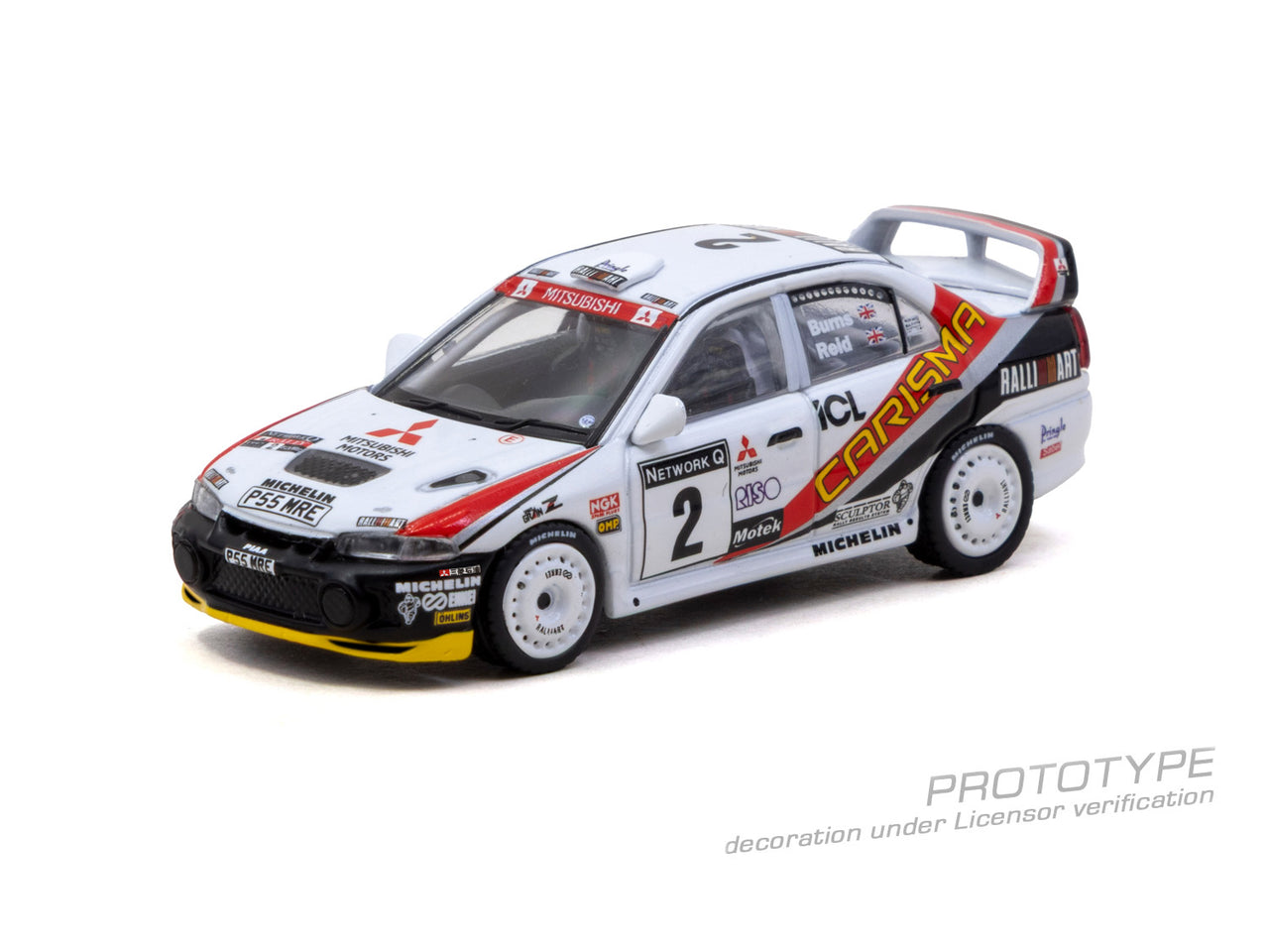 PRE-ORDER Tarmac Works 1:64 Mitsubishi Carisma GT Evolution IV, RAC Rally 1997, Richard Burns / Robert Reid