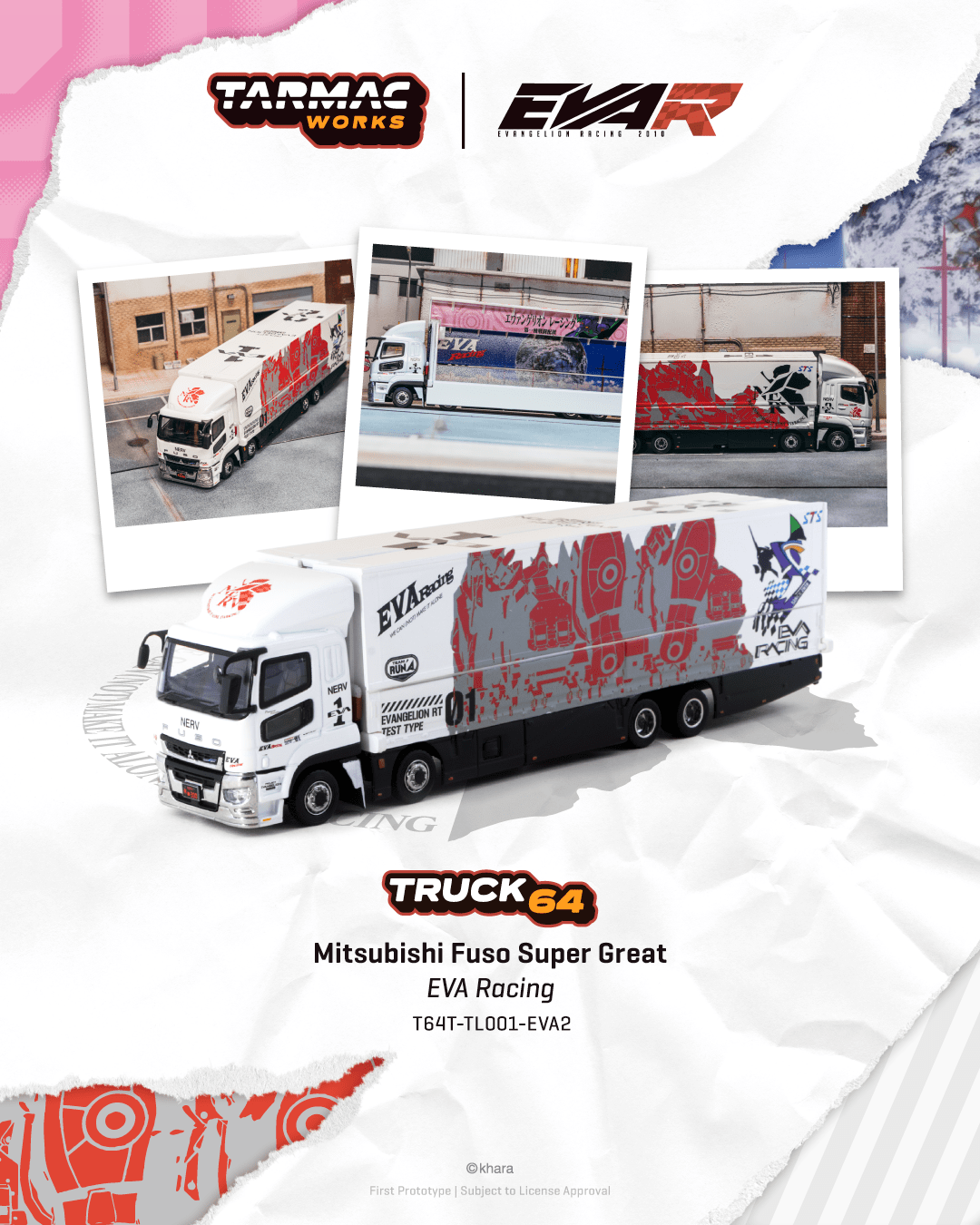 PRE-ORDER Tarmac Works 1:64 Mitsubishi Fuso Super Great, EVA Racing