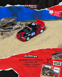 Thumbnail for PRE-ORDER Tarmac Works 1:64 Mitsubishi Lancer Evolution III, China Rally 1998, Yoshihiro Kataoka / Satoshi Hayashi