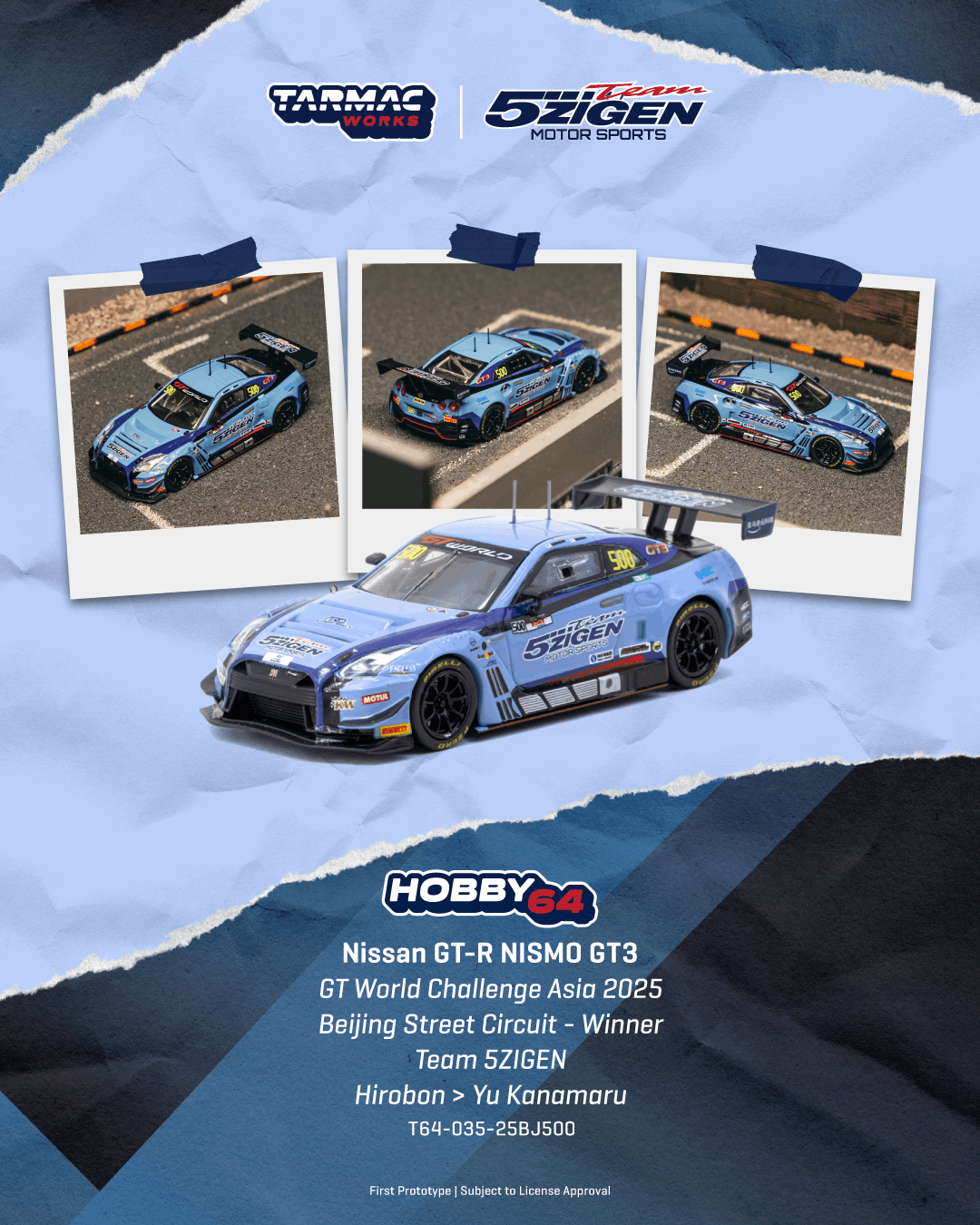 PRE-ORDER Tarmac Works 1:64 Nissan GT-R NISMO GT3, GT World Challenge Asia 2025, Beijing Street Circuit