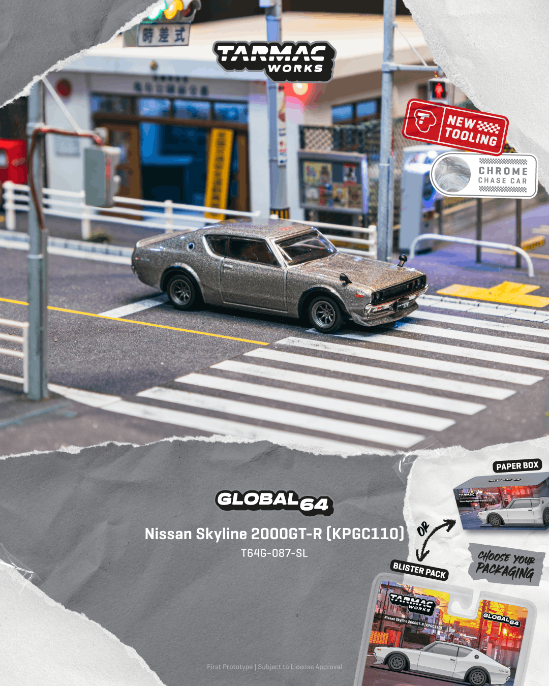 PRE-ORDER Tarmac Works 1:64 Nissan Skyline 2000GT-R KPGC110 , Silver