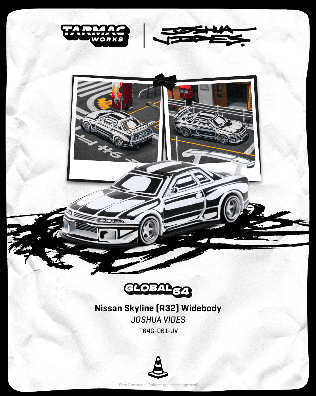 PRE-ORDER Tarmac Works 1:64 Nissan Skyline R32 Widebody - Designed by JOSHUA VIDES