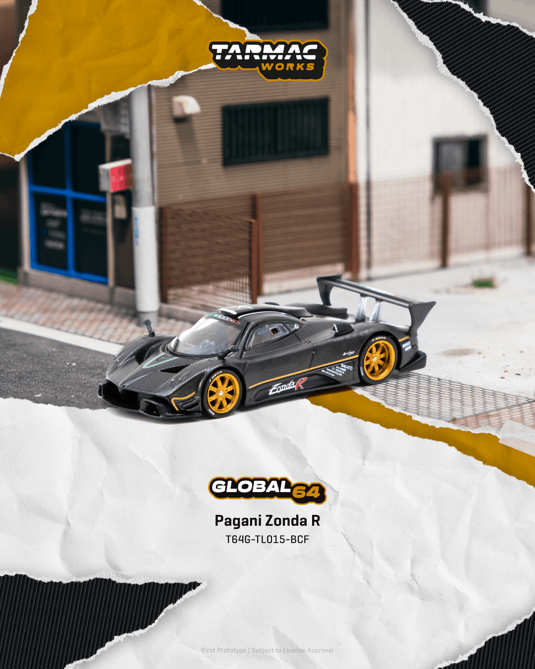 Tarmac Works 1:64 Pagani Zonda R, Matte Exposed Carbon Fiber Tarmac Works 1:64 Pagani Zonda R, Matte Exposed Carbon Fiber