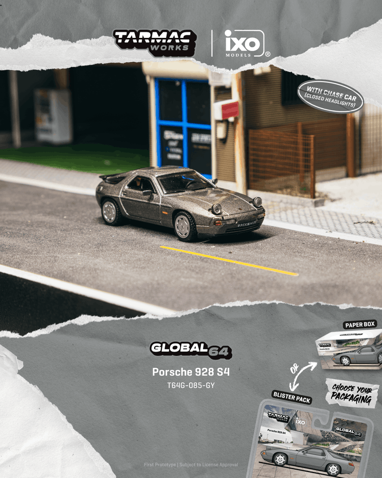Tarmac Works 1:64 Porsche 928 S4, Grey Metallic – Little Luca's Toys