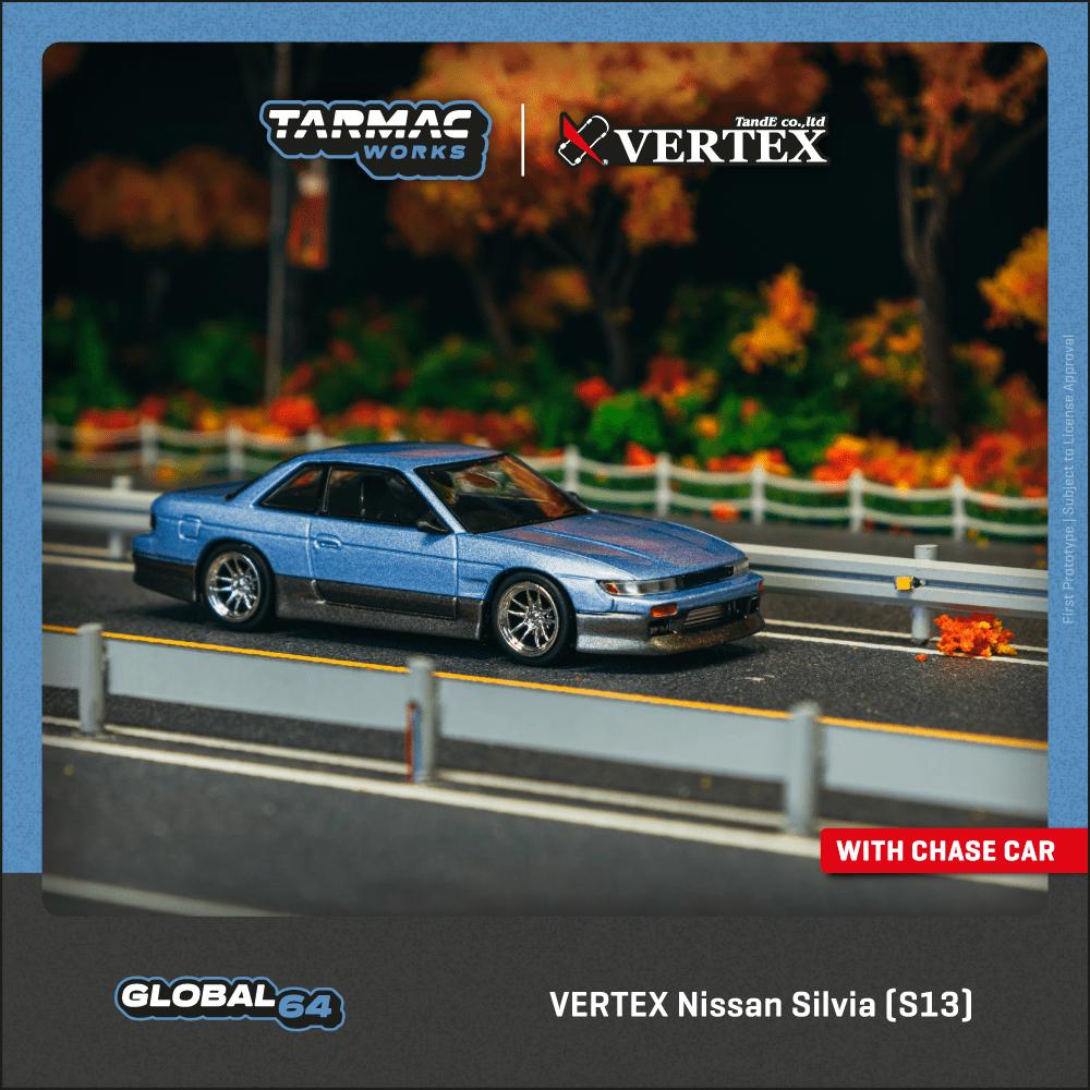 PRE-ORDER Tarmac Works 1:64 VERTEX Nissan Silvia S13 Blue Grey