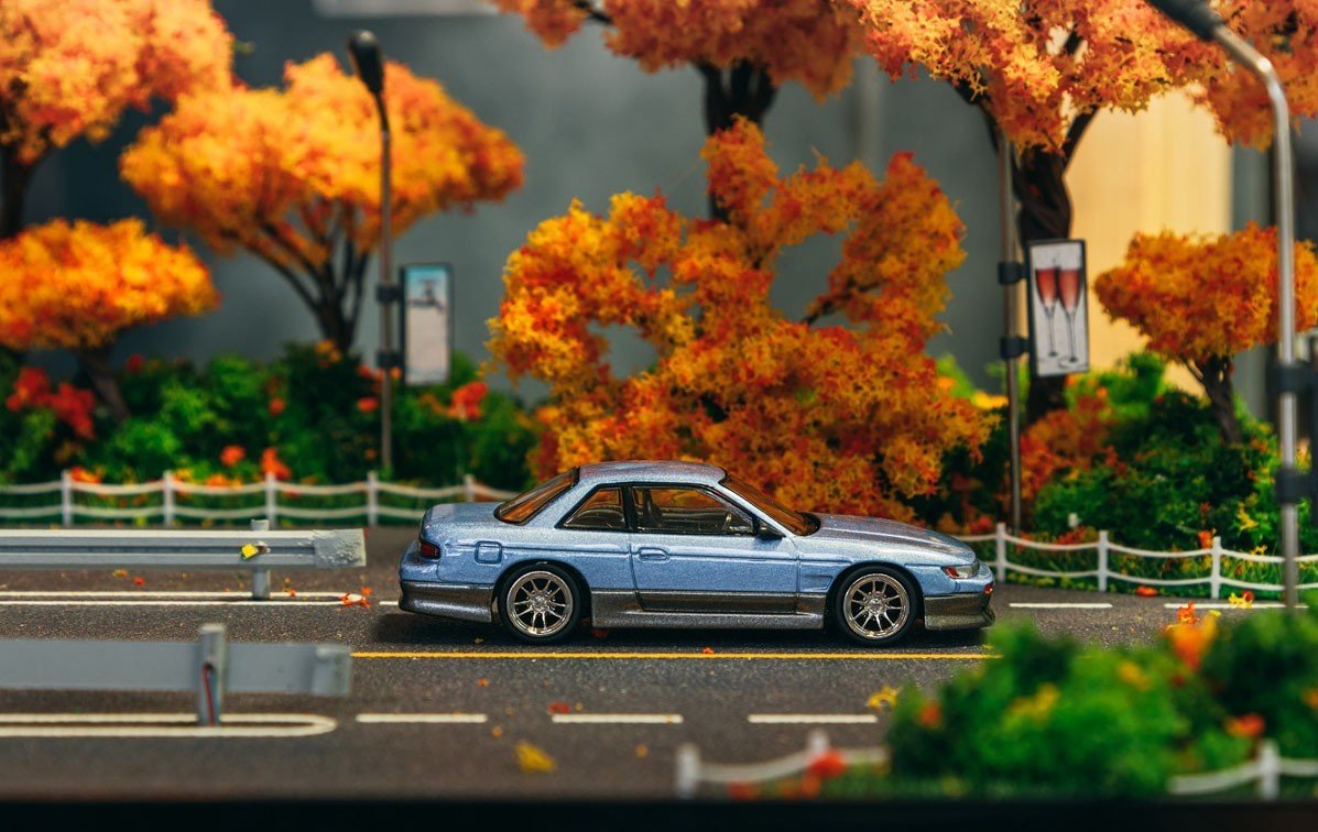 PRE-ORDER Tarmac Works 1:64 VERTEX Nissan Silvia S13 Blue Grey