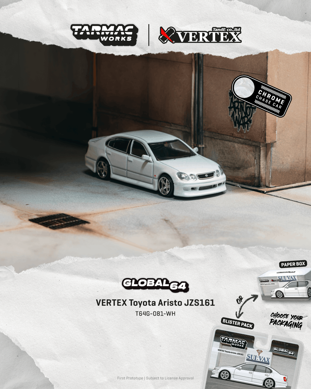 PRE-ORDER Tarmac Works 1:64 VERTEX Toyota Aristo JZS161, White
