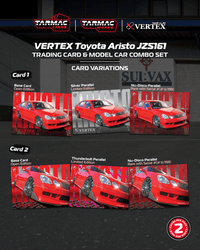 Thumbnail for PRE-ORDER Tarmac Works 1:64 VERTEX Toyota Aristo JZS161, Red w Trading Cards