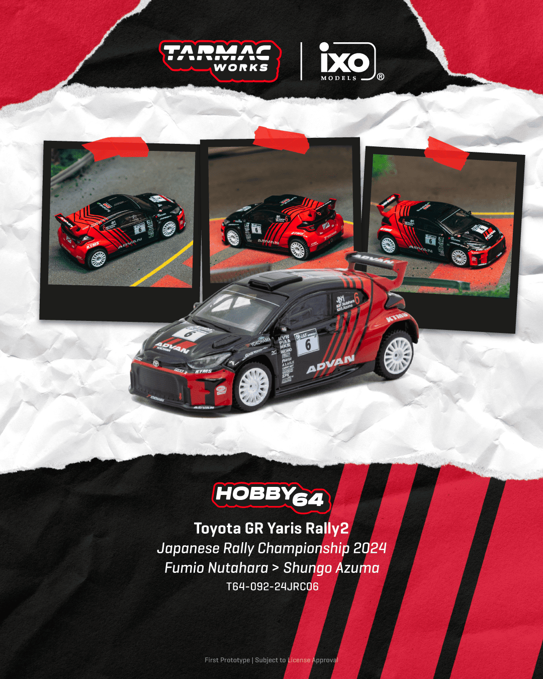 PRE-ORDER Tarmac Works 1:64 oyota GR Yaris Rally2, Japanese Rally Championship 2024