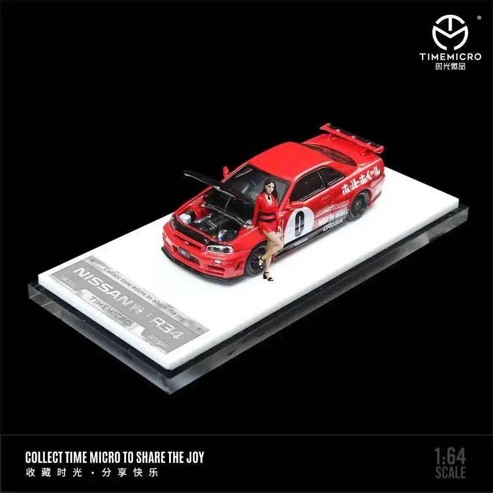 PRE-ORDER Time Micro 1:64 Nissan R34 GTR w/ Opening Hood Need For Speed RED