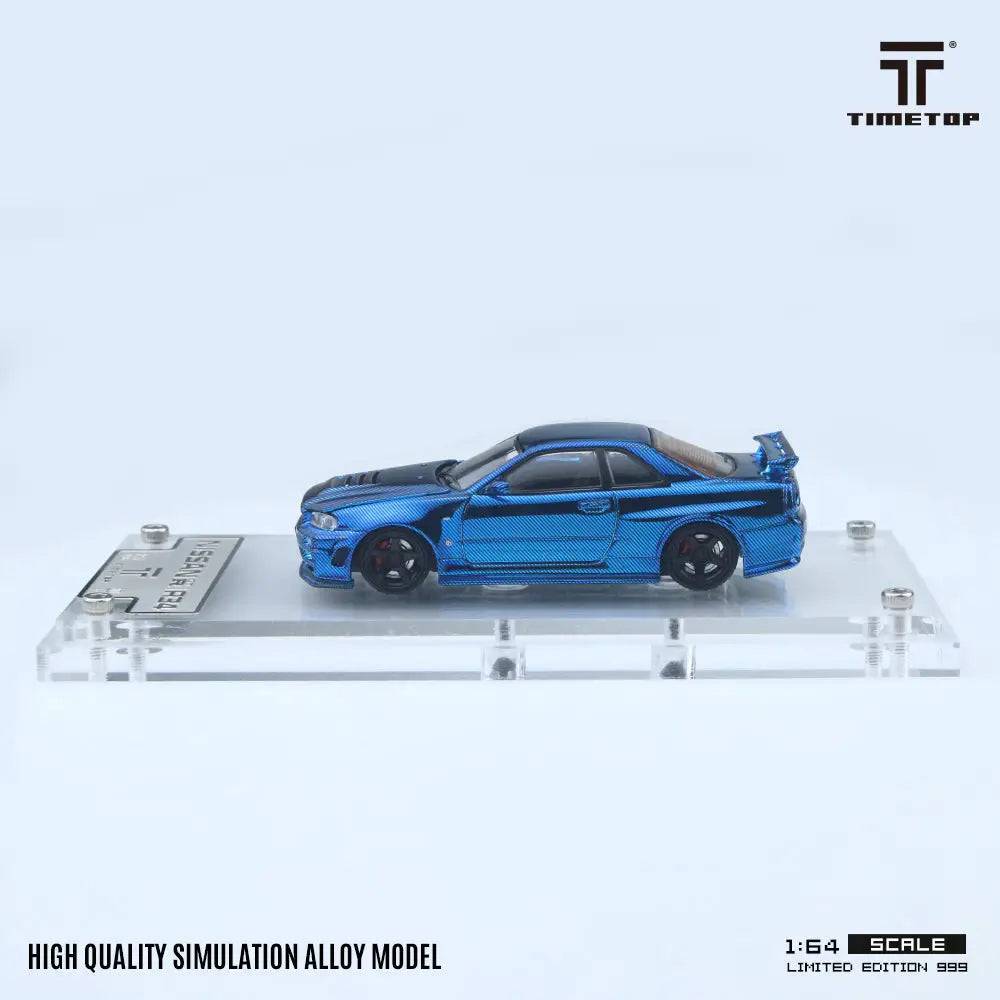 PRE-ORDER Time Top 1:64 Nissan Skyline GT-R R34 Full Carbon Blue