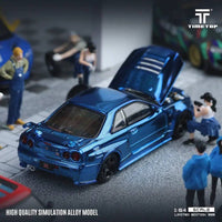 Thumbnail for PRE-ORDER Time Top 1:64 Nissan Skyline GT-R R34 Full Carbon Blue