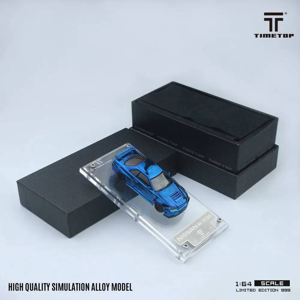 PRE-ORDER Time Top 1:64 Nissan Skyline GT-R R34 Full Carbon Blue