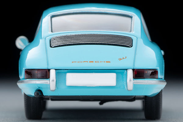 Tomica LV-110c 1965 Porsche 911 light blue die-cast – rear three-quarter angle showing tail and engine lid