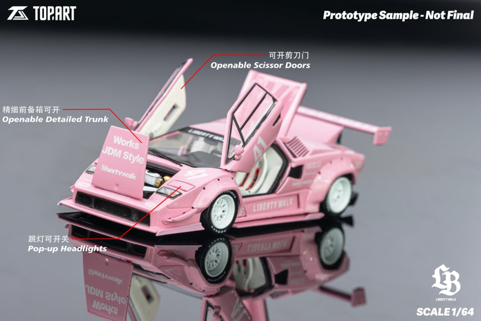 1/64 LBWK Liberty Walk チャラスカ500台限定 Top Art 1:64 LBWK Countach Pink – Little Luca's Toys