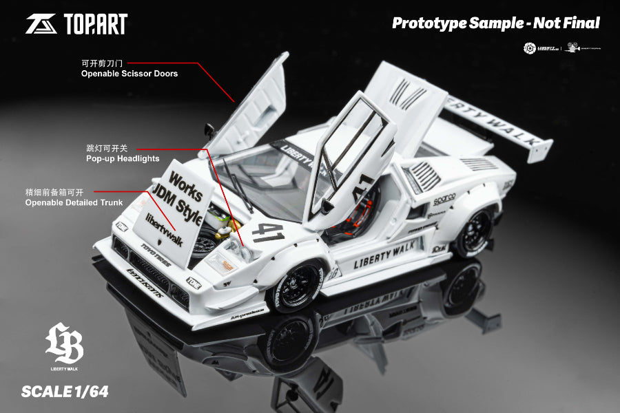 PRE-ORDER Top Art 1:64 LBWK Countach White #41