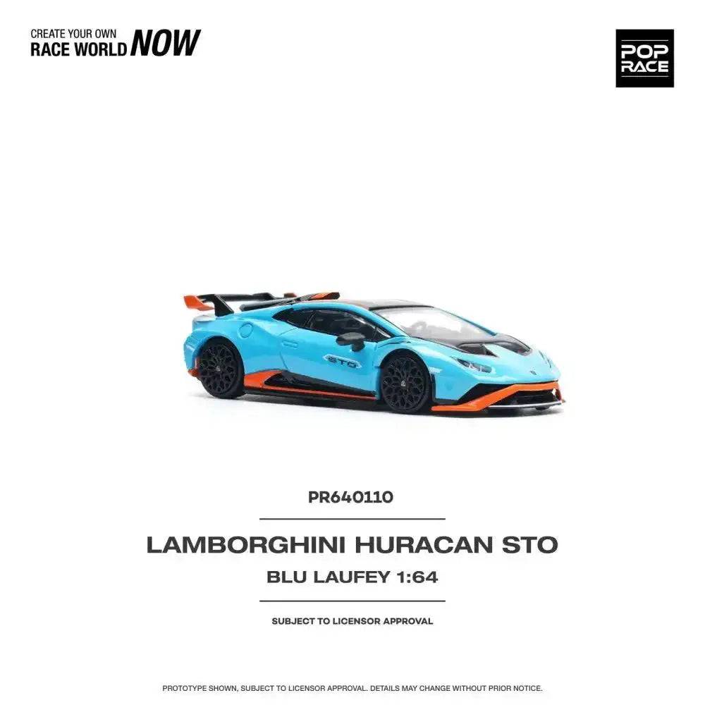 Pop Race 1:64 Lamborghini Huracan STO Blu Laufey/Arancio Xanto