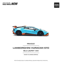 Thumbnail for Pop Race 1:64 Lamborghini Huracan STO Blu Laufey/Arancio Xanto