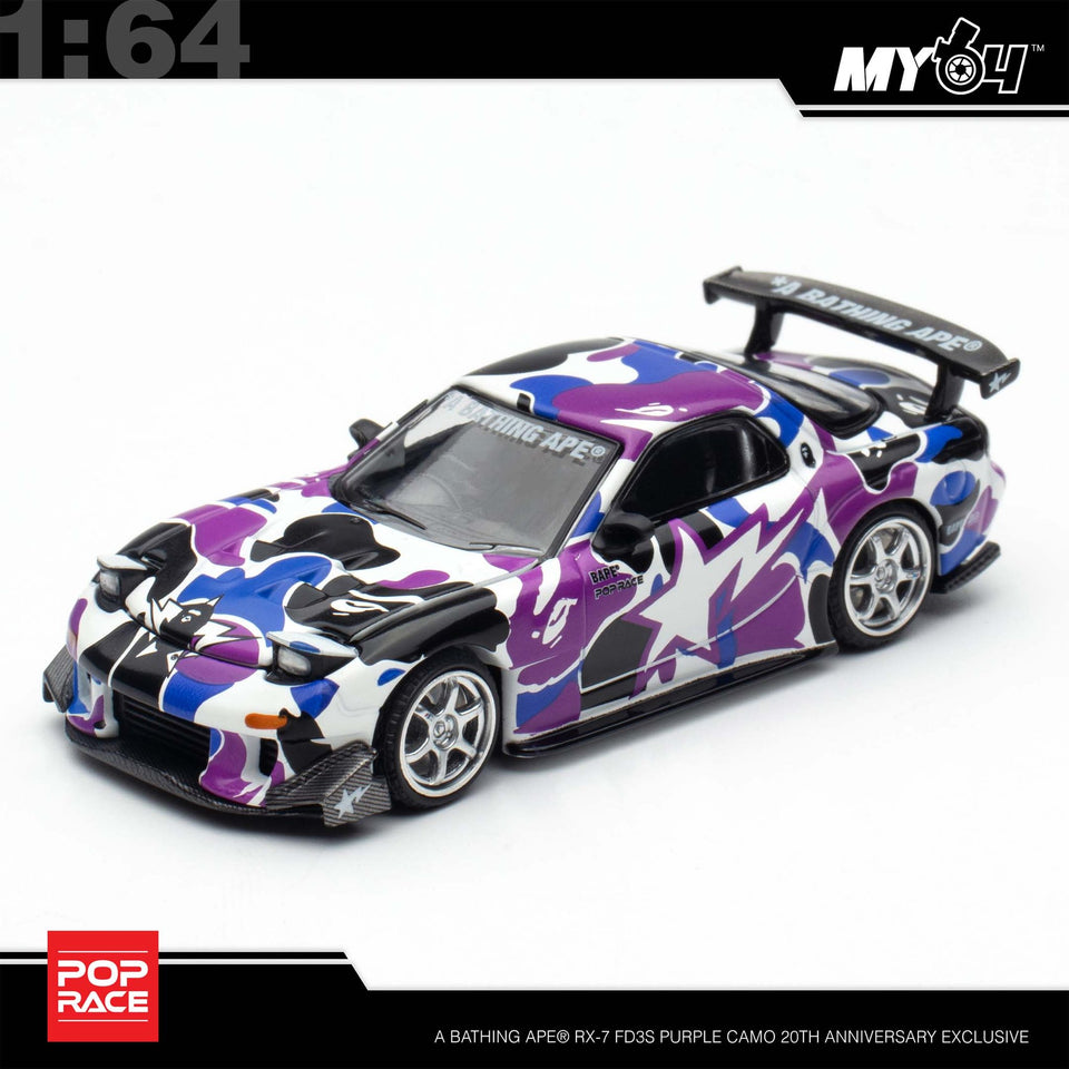 Pop Race 1:64 MAZDA RX7 FD3S RE-AMEMIYA BATHING AAPE 20TH