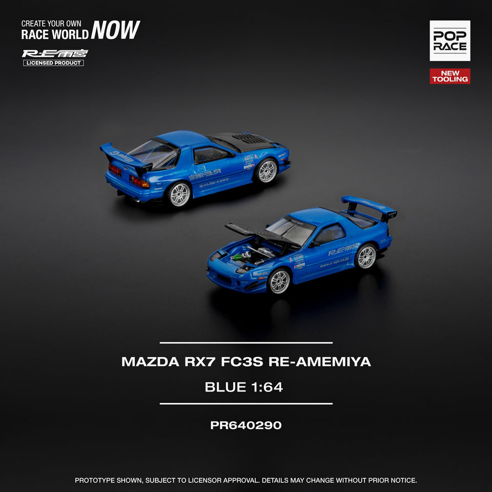 Pop Race 1:64 Mazda RX-7 (FC3S ) RE-AMEMIYA Blue – Little Luca's Toys