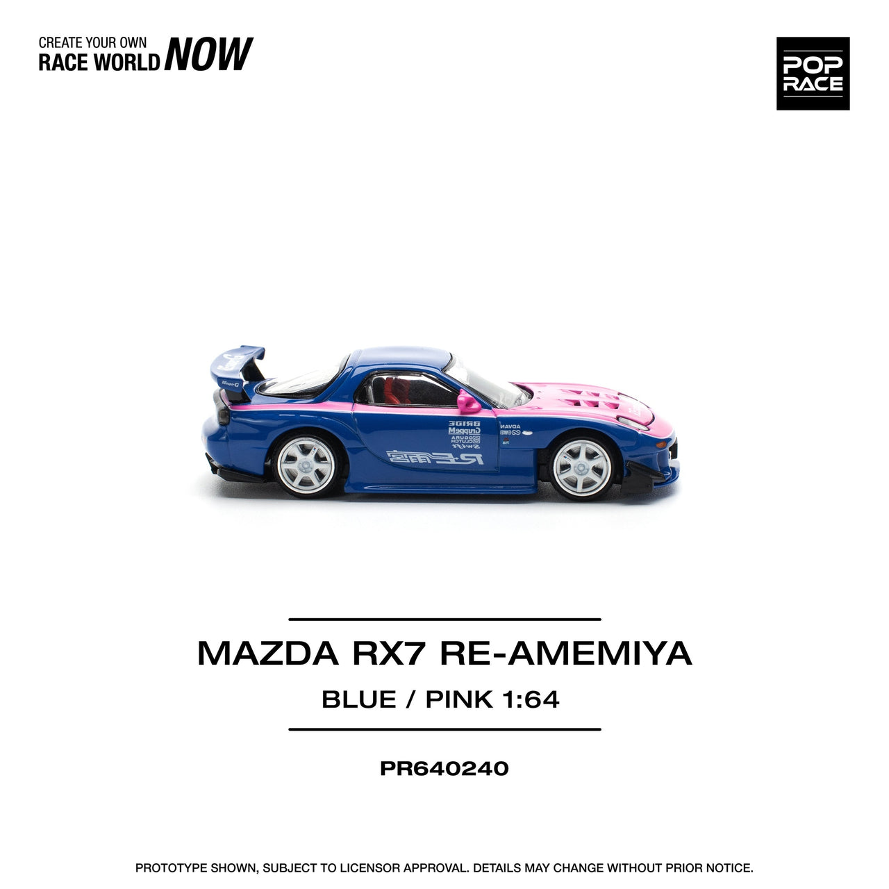 Pop Race 1:64 Mazda RX-7 FD3S RE-AMEMIYA BLUE/PINK