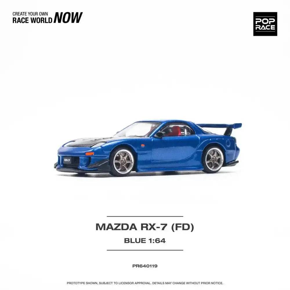 Pop Race 1:64 Mazda RX-7 FD3S RE-AMEMIYA Widebody Metallic Blue