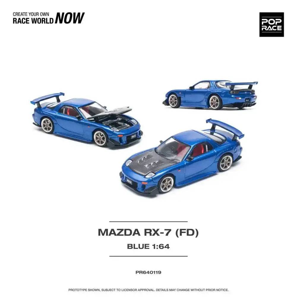 Pop Race 1:64 Mazda RX-7 FD3S RE-AMEMIYA Widebody Metallic Blue