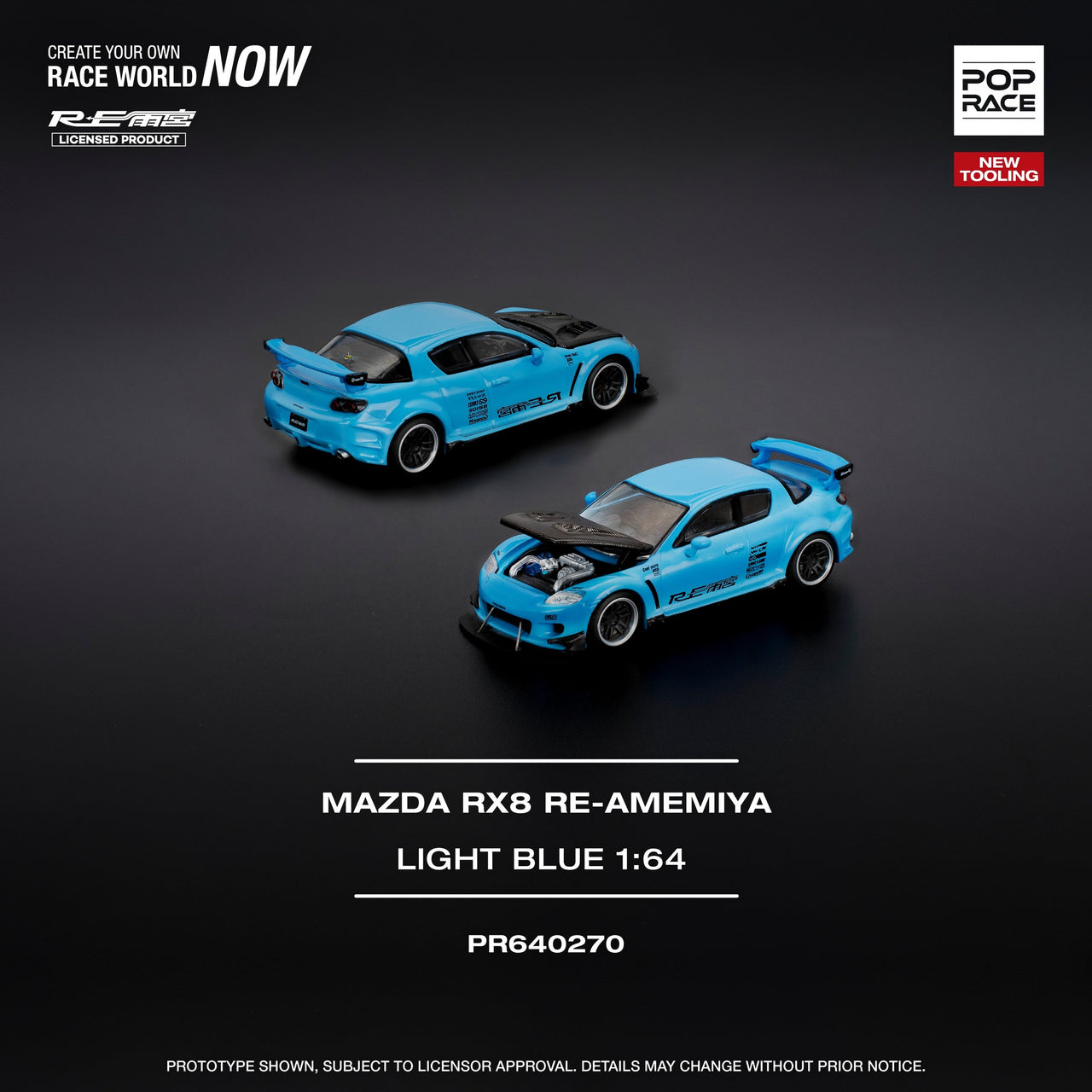 Pop Race 1:64 Mazda RX-8 RE-AMEMIYA Light Blue