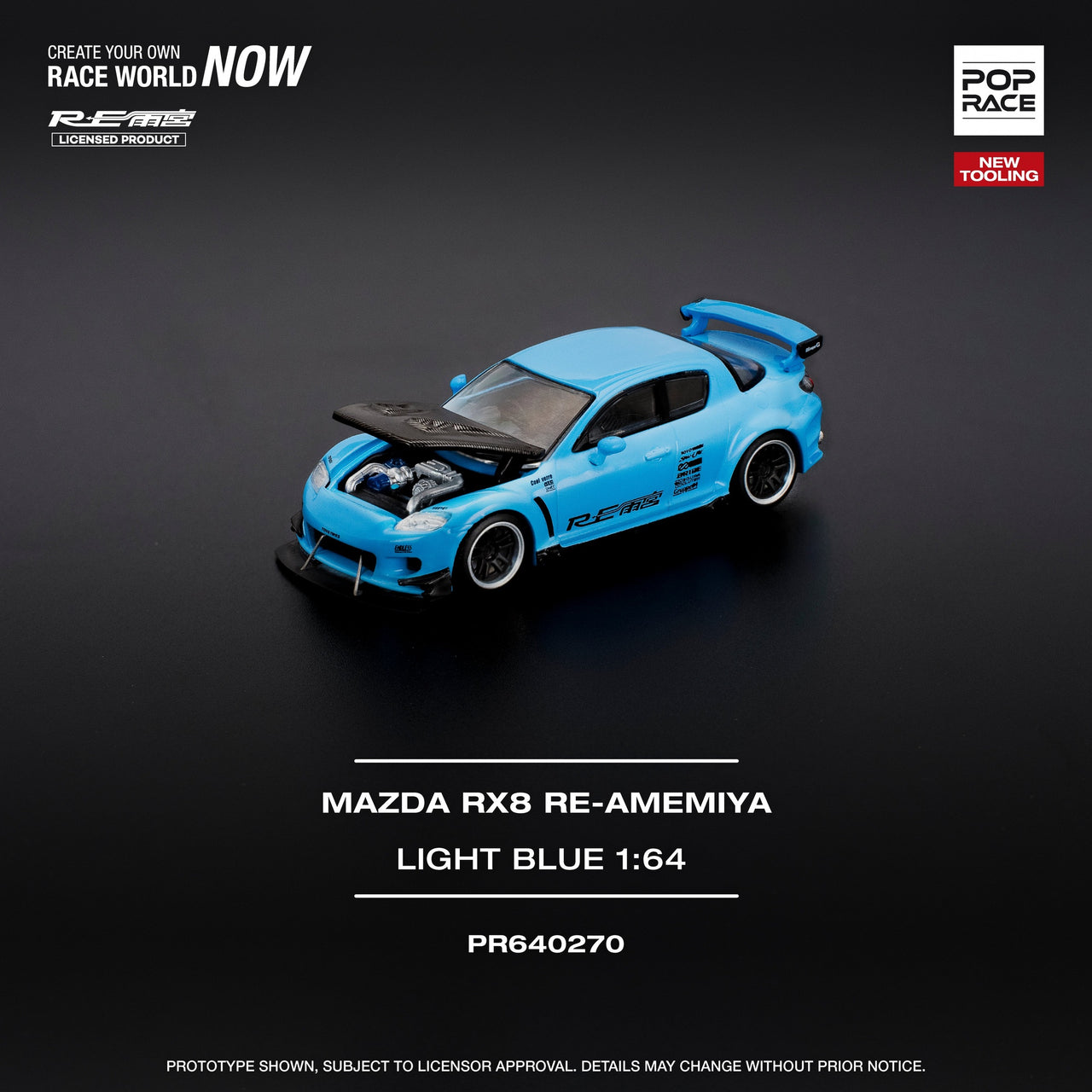 Pop Race 1:64 Mazda RX-8 RE-AMEMIYA Light Blue