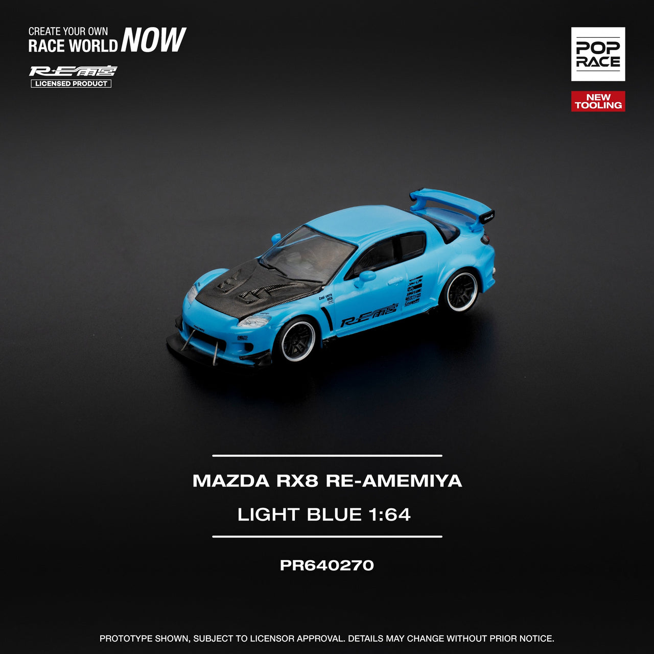 Pop Race 1:64 Mazda RX-8 RE-AMEMIYA Light Blue