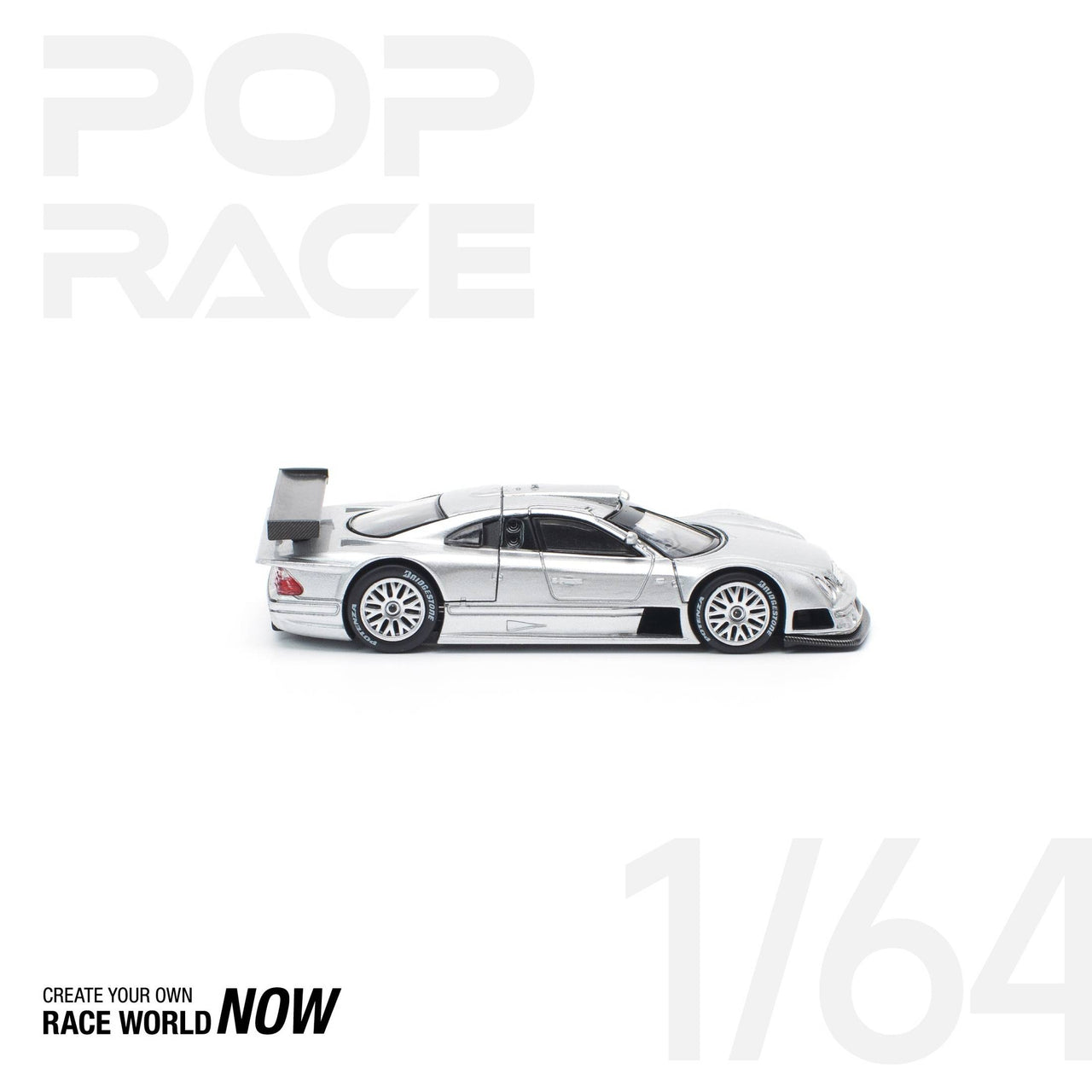 Pop Race 1:64 Mercedes-Benz CLK AMG GTR SILVER