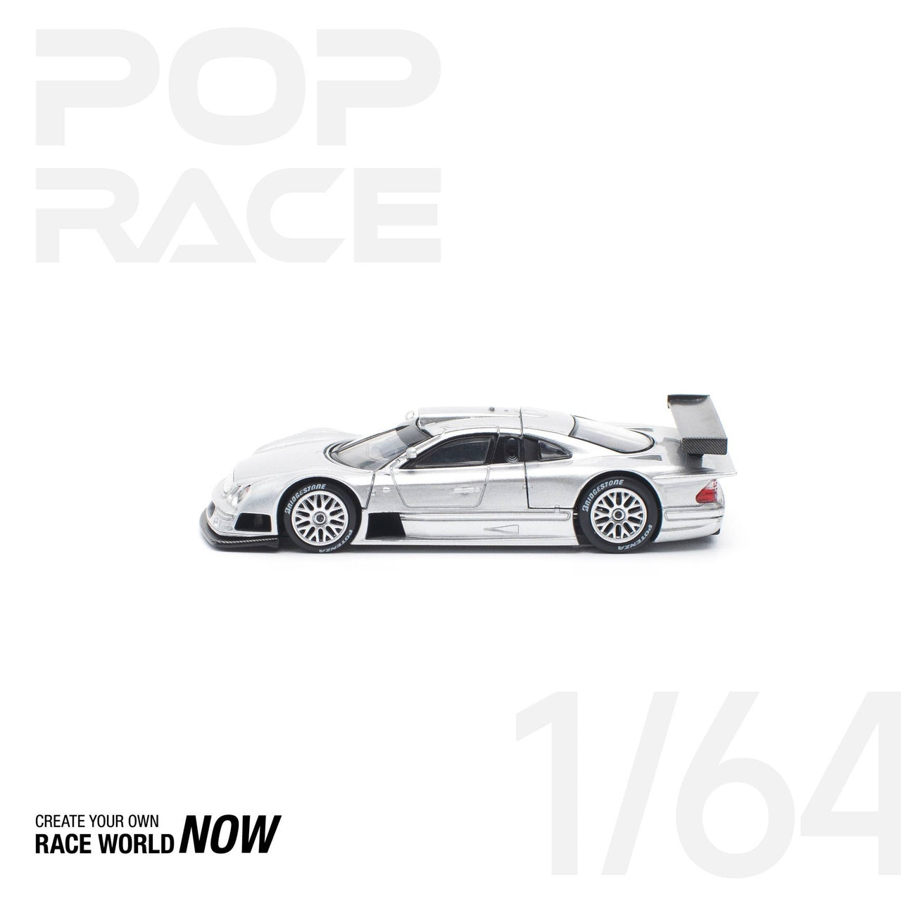 Pop Race 1:64 Mercedes-Benz CLK AMG GTR SILVER