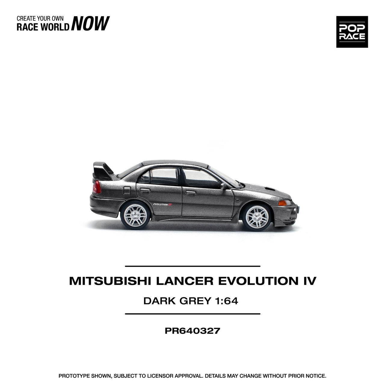 Pop Race 1:64 Mitsubishi Lancer Evolution IV DARK GREY