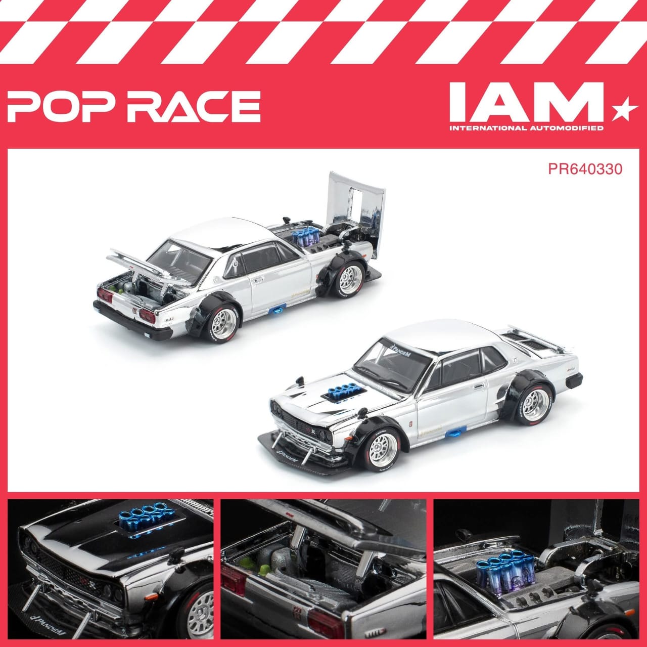 Pop Race 1:64 Nissan GT-R V8 DRIFT HAKOSUKA IAM Event Exclusive