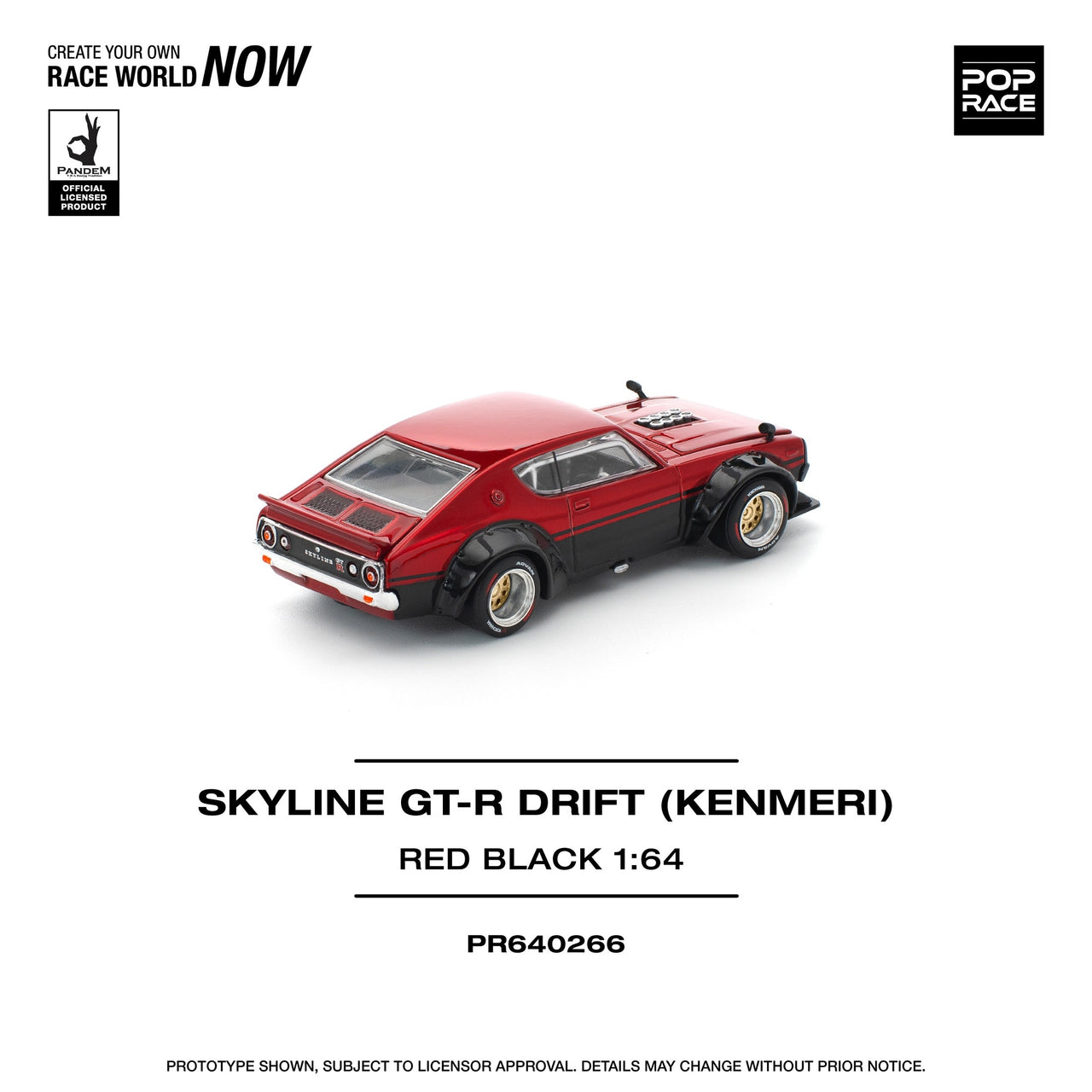 Pop Race 1:64 Nissan KPGC110 Kenmeri Red/Black